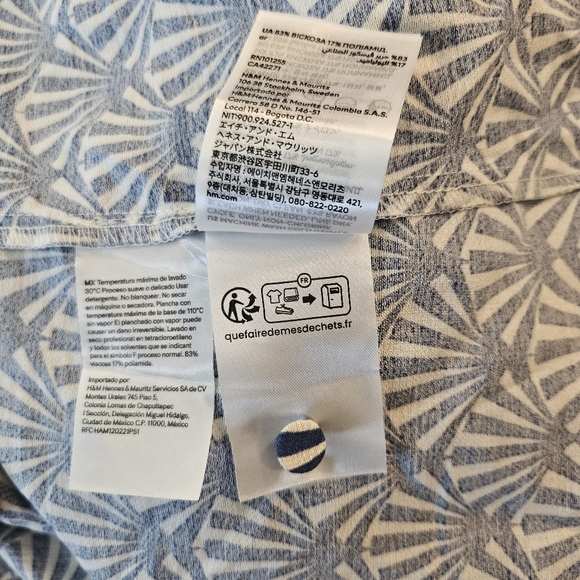 H&M A-line Dress Blue/patterned Size XS baloon Sleeve - Picture 9 of 9